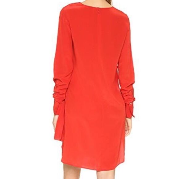 Long-sleeve Layered Silk Dress In Poppy - Picture 3 of 11